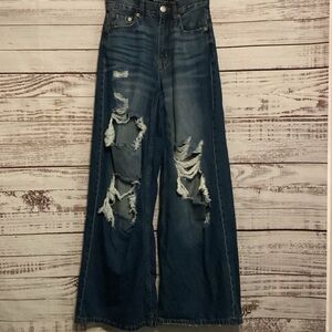 Aeropostale Dark Blue Distressed Flare Jeans